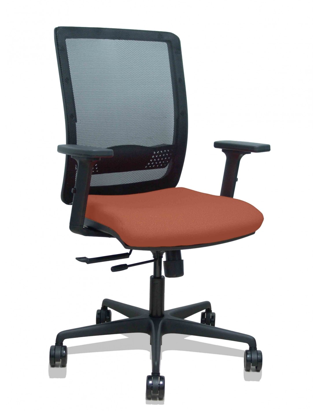 Piqueras y Crespo Silla Haches traslack malla negra asiento bali marron brazos 2D ruedas 65mm