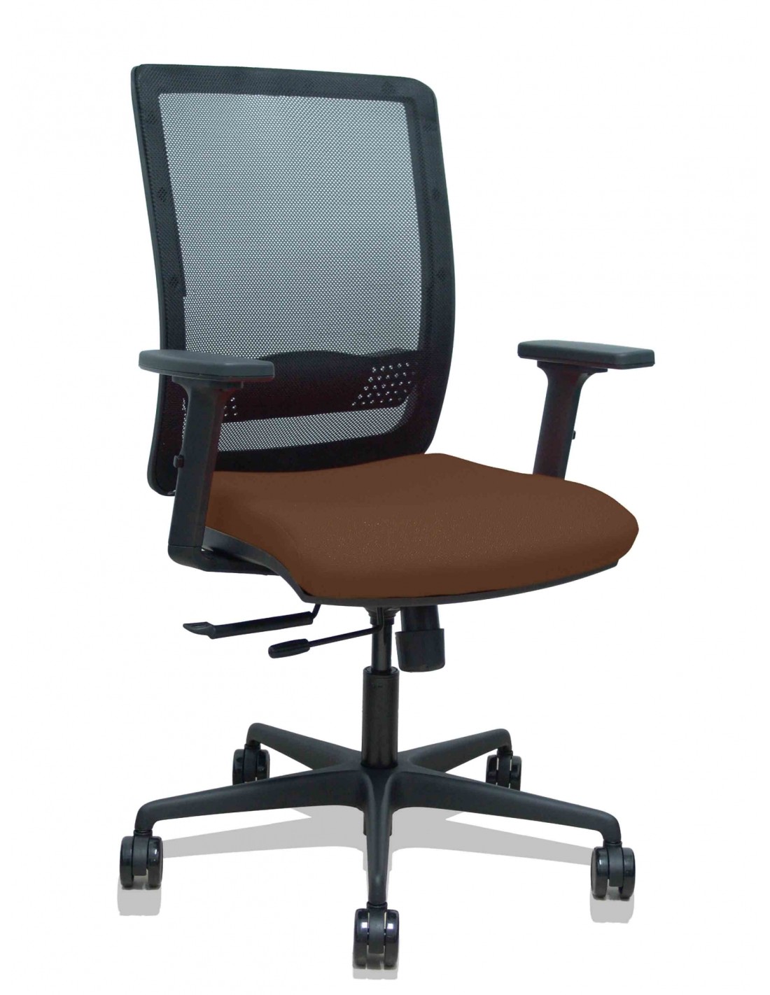 Piqueras y Crespo Silla Haches traslack malla negra asiento bali marron oscuro brazos 2D ruedas 65mm