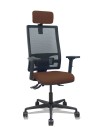 Piqueras y Crespo Silla Bormate asincro malla negra asiento bali marrón oscuro brazos 2D ruedas 65mm cabecero regulable