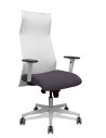 Piqueras y Crespo Sillón Sahuco blanco bali gris oscuro brazos blancos base blanca ruedas parqué 65mm