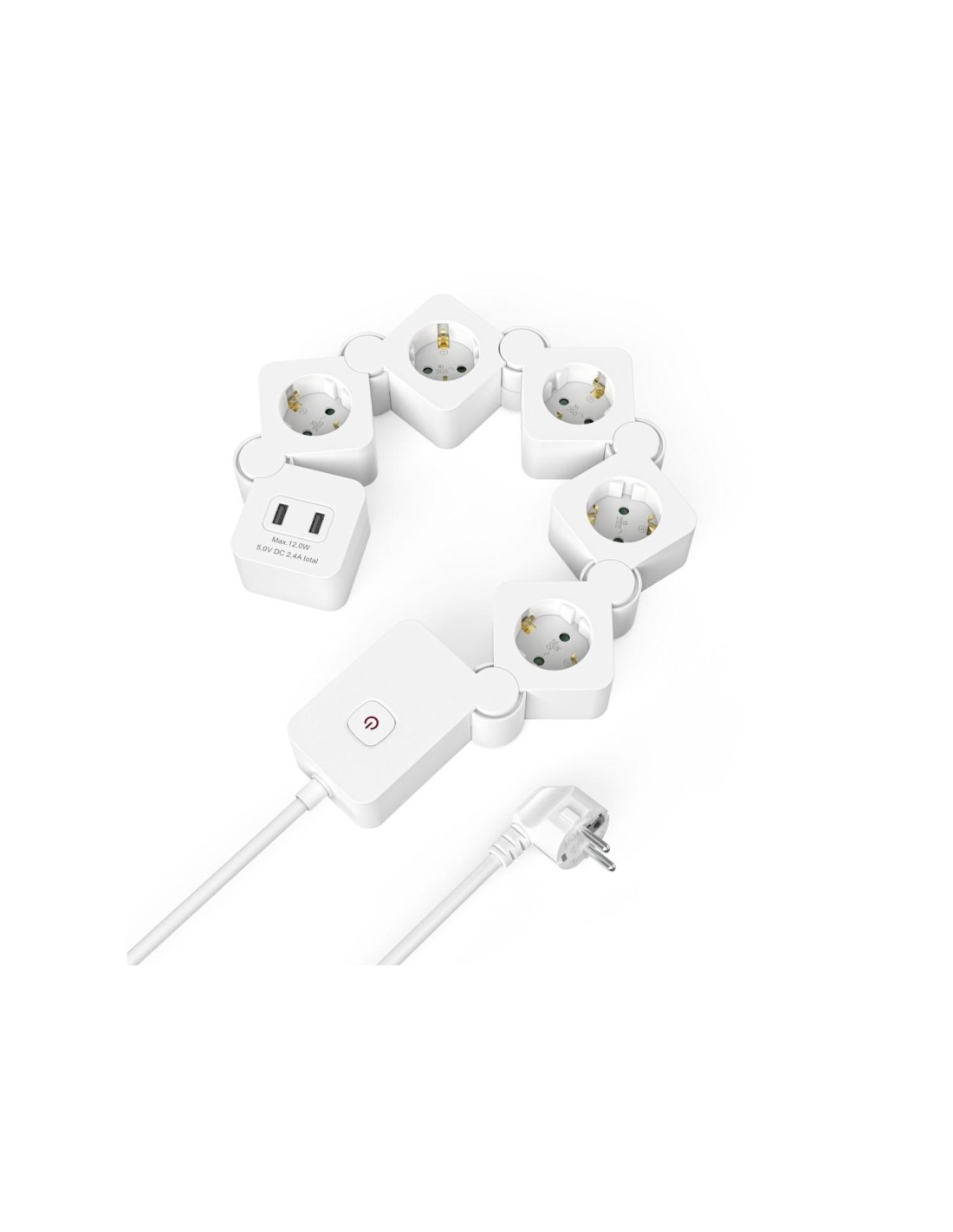 Hama Regleta 5 Tomas 2XUSB Interruptor 1,4m Flexible Blanco snake