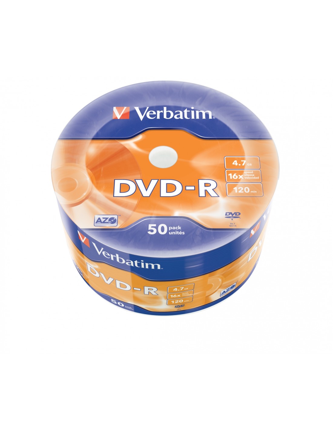 Verbatim DVD-R Matt Silver en Wrap Spindle (bobina envuelta) de 50 unidades