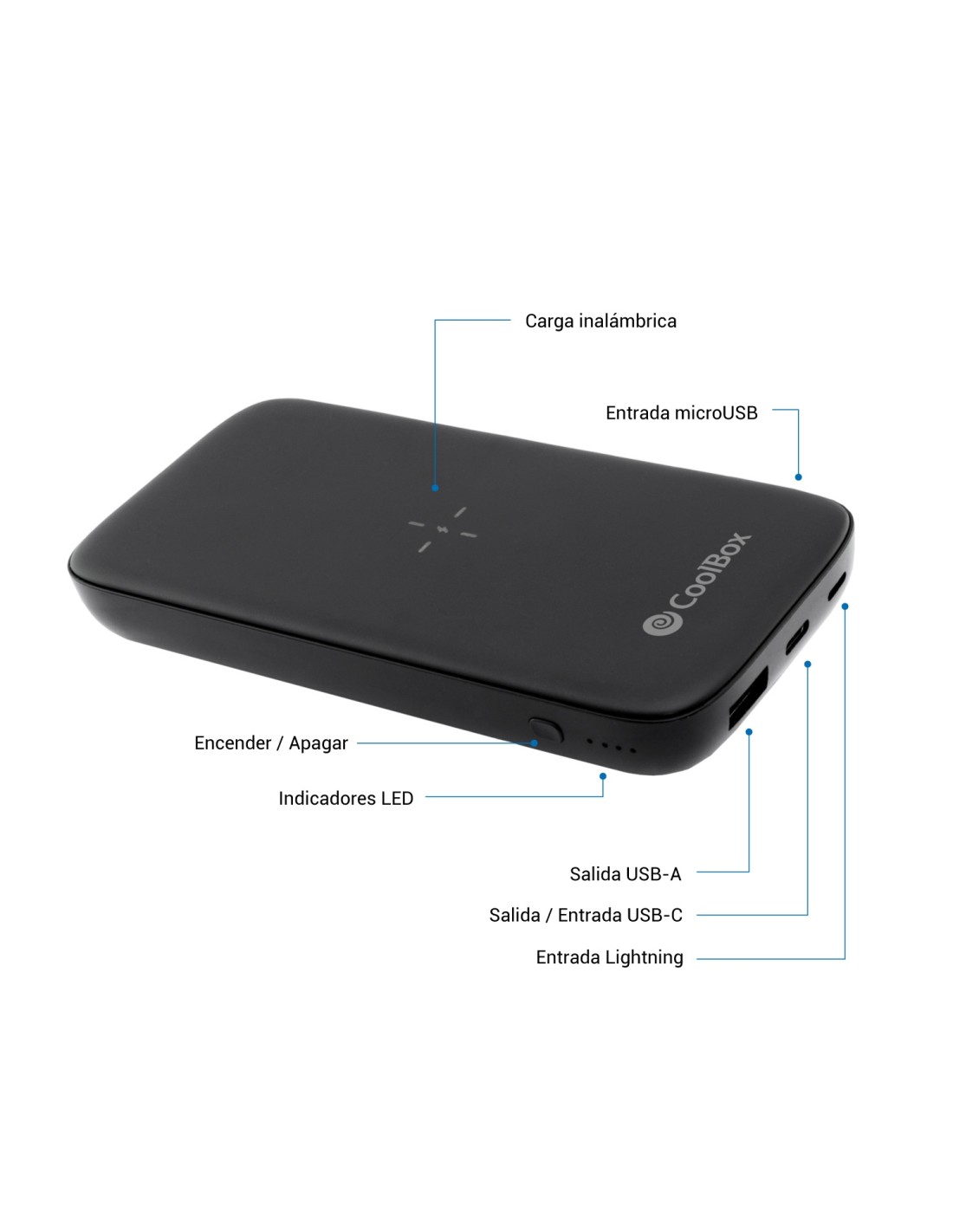 CoolBox COO-PB10KW-BK1 baterÍ­a externa 10000 mAh Cargador inalámbrico Negro