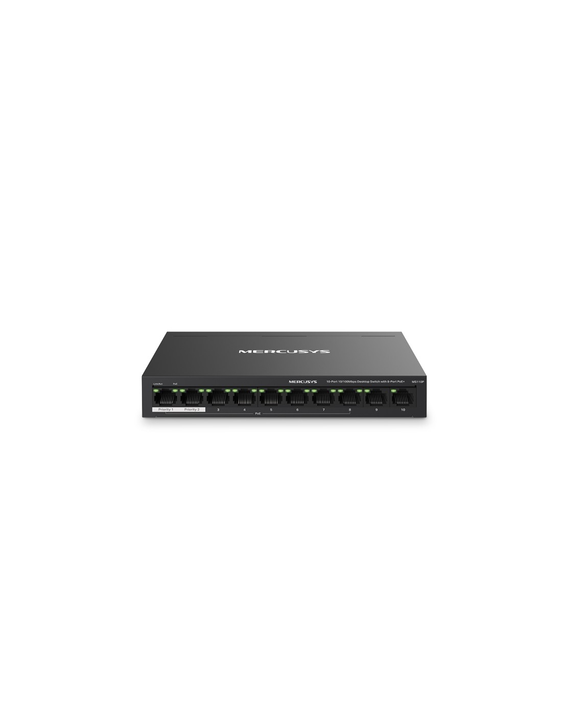 Mercusys MS110P switch Gestionado Fast Ethernet (10/100) EnergÍ­a sobre Ethernet (PoE) Negro