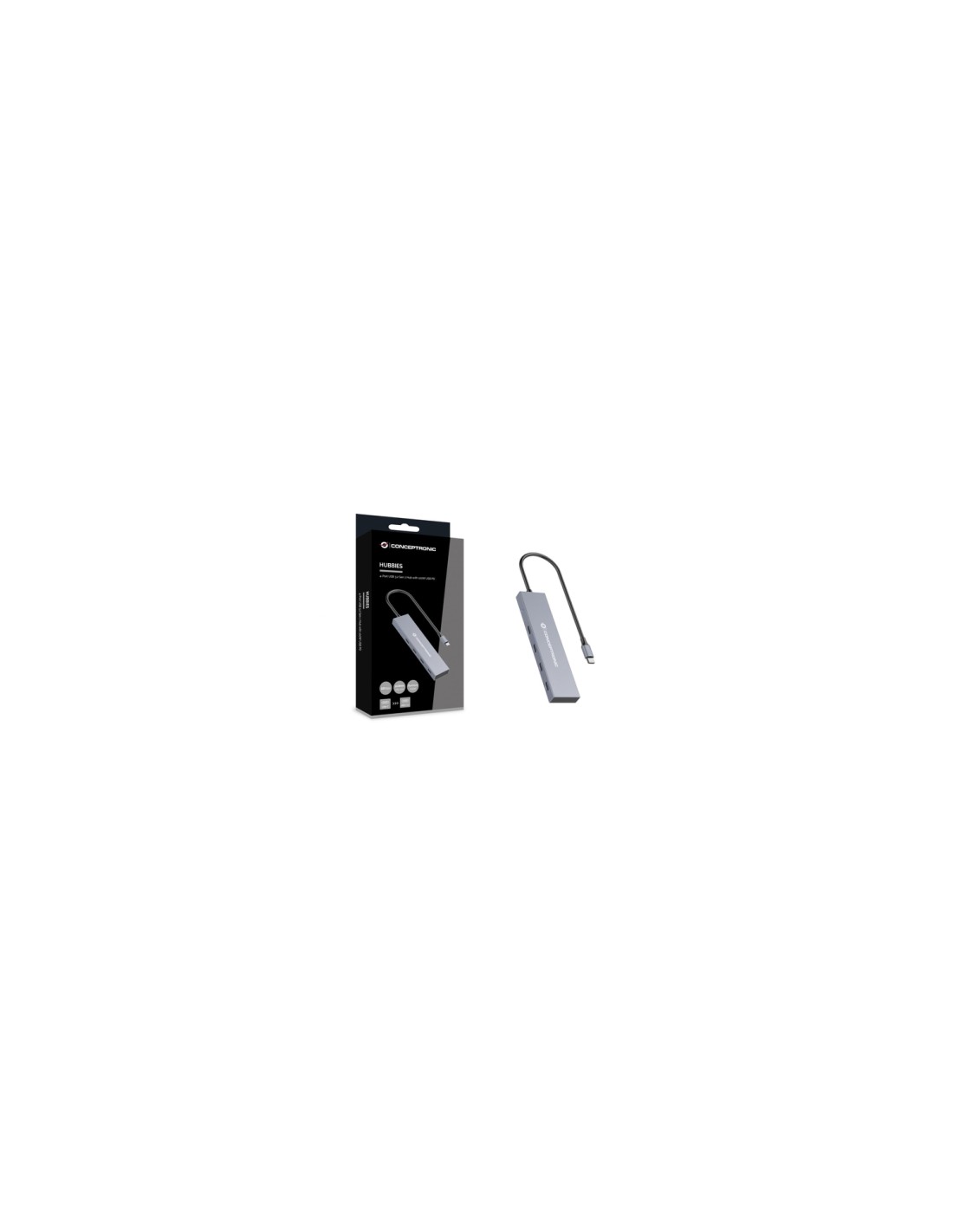 Conceptronic HUBBIES14G hub de interfaz USB 3.2 Gen 2 (3.1 Gen 2) Type-C 10000 Mbit/s Gris