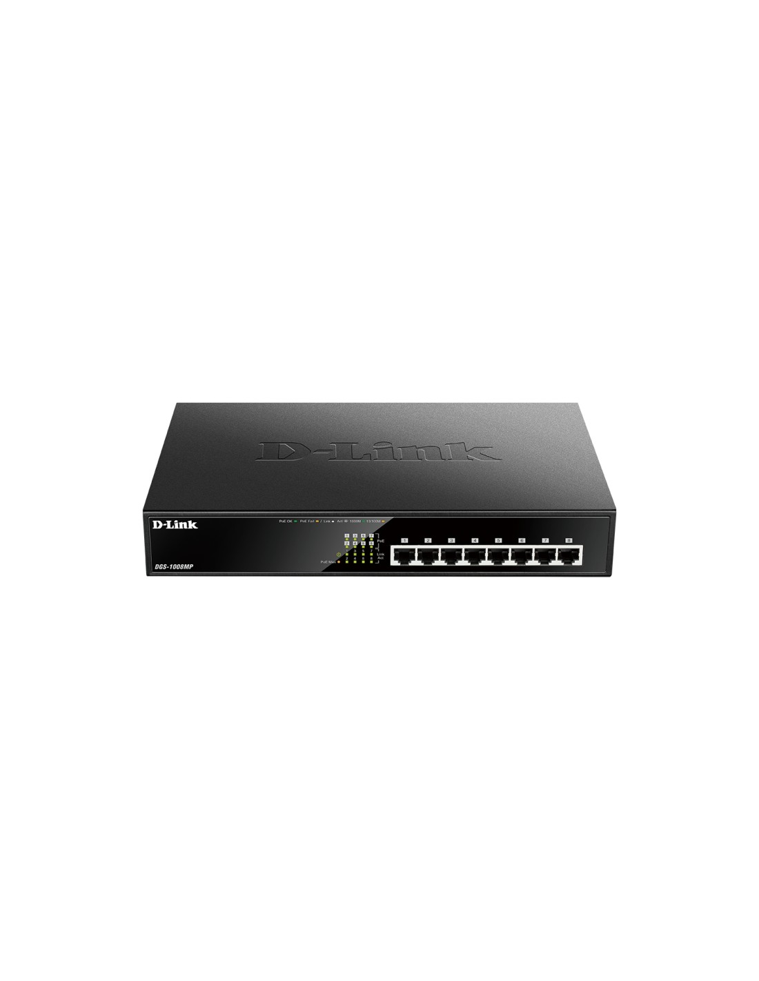 D-Link DGS-1008MP switch No administrado Gigabit Ethernet (10/100/1000) EnergÍ­a sobre Ethernet (PoE) 1U Negro