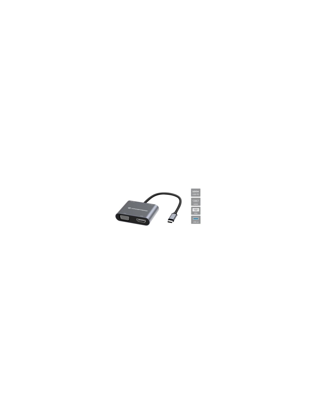 Conceptronic DONN16G Alámbrico USB 3.2 Gen 1 (3.1 Gen 1) Type-C Gris