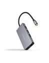 Nanocable HUB USB-C 9 en 1, Conversor USB-C a 3 x USB-A + 2 x HDMI + RJ45 + TF + SD + USB-C PD 100W, Aluminio, 15 cm, Gris