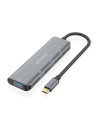 AISENS Hub USB 3.2 Gen1 5G USB-C, USB-C/M-1xUSB-C/H-3xUSB-A/H, Gris, 15 cm