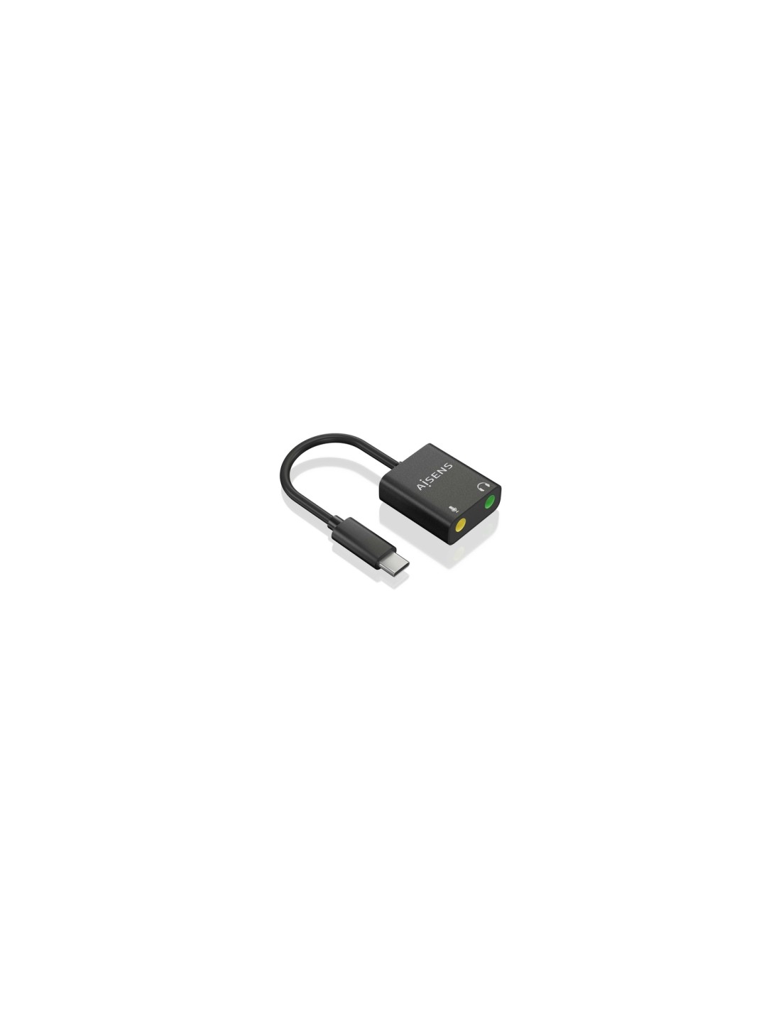 AISENS Conversor USB-C a Audio 48KHz, USB-C/M-2xJack 3.5/H, Negro, 10 cm