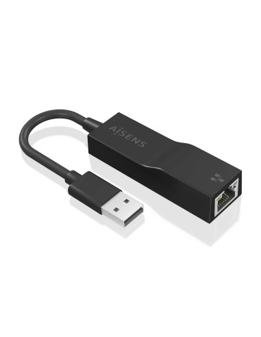AISENS Conversor USB 3.0 a Ethernet Gigabit 10/100/1000 Mbps, Negro, 15 cm