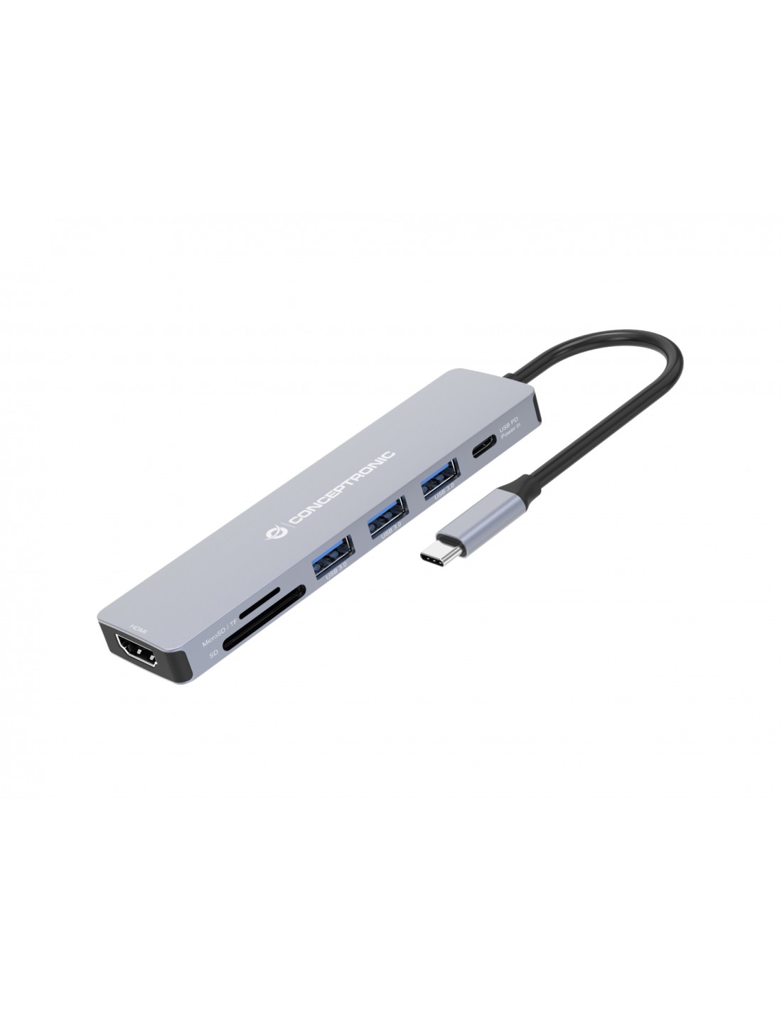 Conceptronic DONN19G base para portátil y replicador de puertos Alámbrico USB 3.2 Gen 1 (3.1 Gen 1) Type-C Gris
