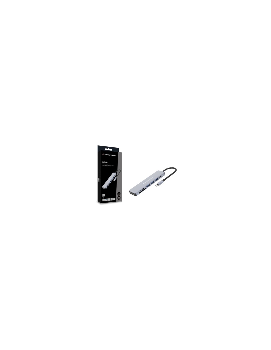 Conceptronic DONN19G base para portátil y replicador de puertos Alámbrico USB 3.2 Gen 1 (3.1 Gen 1) Type-C Gris