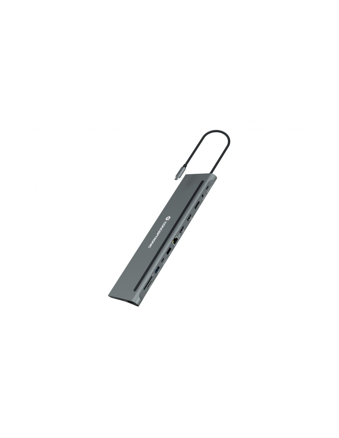 Conceptronic DONN17G base para portátil y replicador de puertos Alámbrico USB 3.2 Gen 1 (3.1 Gen 1) Type-C Gris