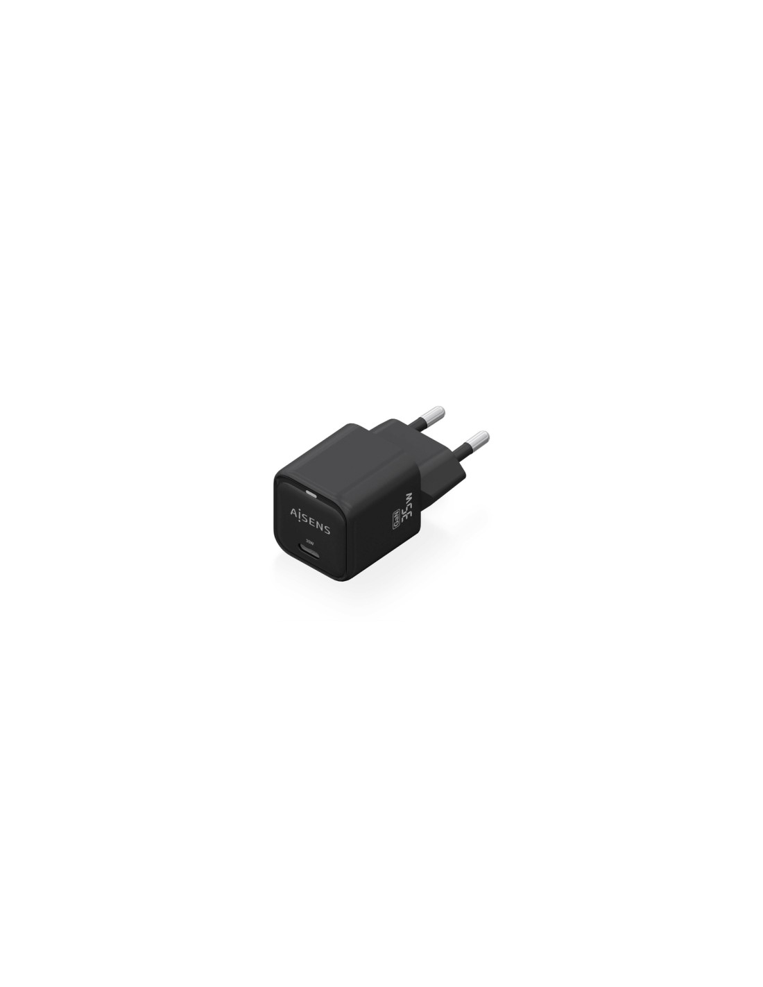 AISENS Cargador GaN 35W, 1xUSB-C PD3.0 QC4.0, Negro