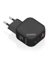 AISENS Cargador GaN 65W, 2xUSB-C PD3.0 QC4.0, 1xUSB-A QC3.0, Negro