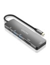 AISENS USB-C Dock 6 EN 1, USB-C a 1xHDMI, 2xUSB-A, 1xUSB-C PD 100W, 1xSD, 1xMicro SD, Gris, 15cm