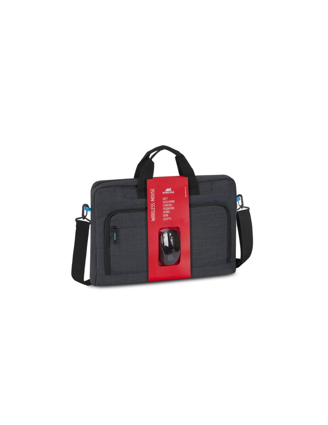 Rivacase Regent 8058 43,9 cm (17.3") Bandolera Negro, Cian