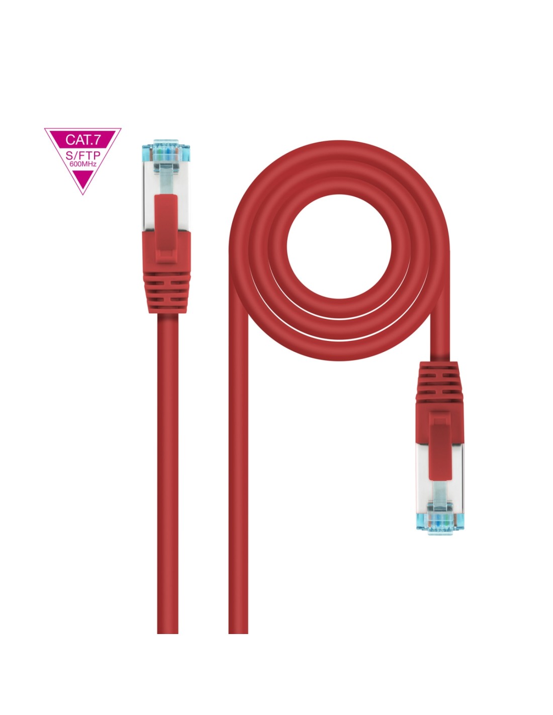 Nanocable Cable de Red Cat.7 600MHZ LSZH SFTP PIMF AWG26, Rojo, 50 cm