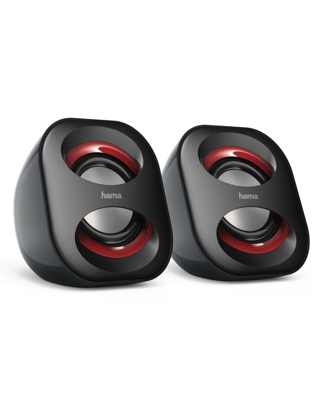 Hama Altavoces para Ordenador, con conexión USB A y jack 3,5mm, potentes y ligeros, color negro.
