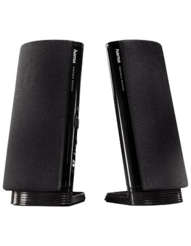 Hama Altavoz estéreo con conexión USB A y Jack de 3,5mm, control de volumen integrado, color negro.