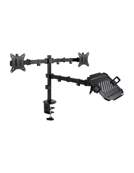 TooQ Soporte de Mesa para 2 Pantallas 17"-32" y Portátil, Negro