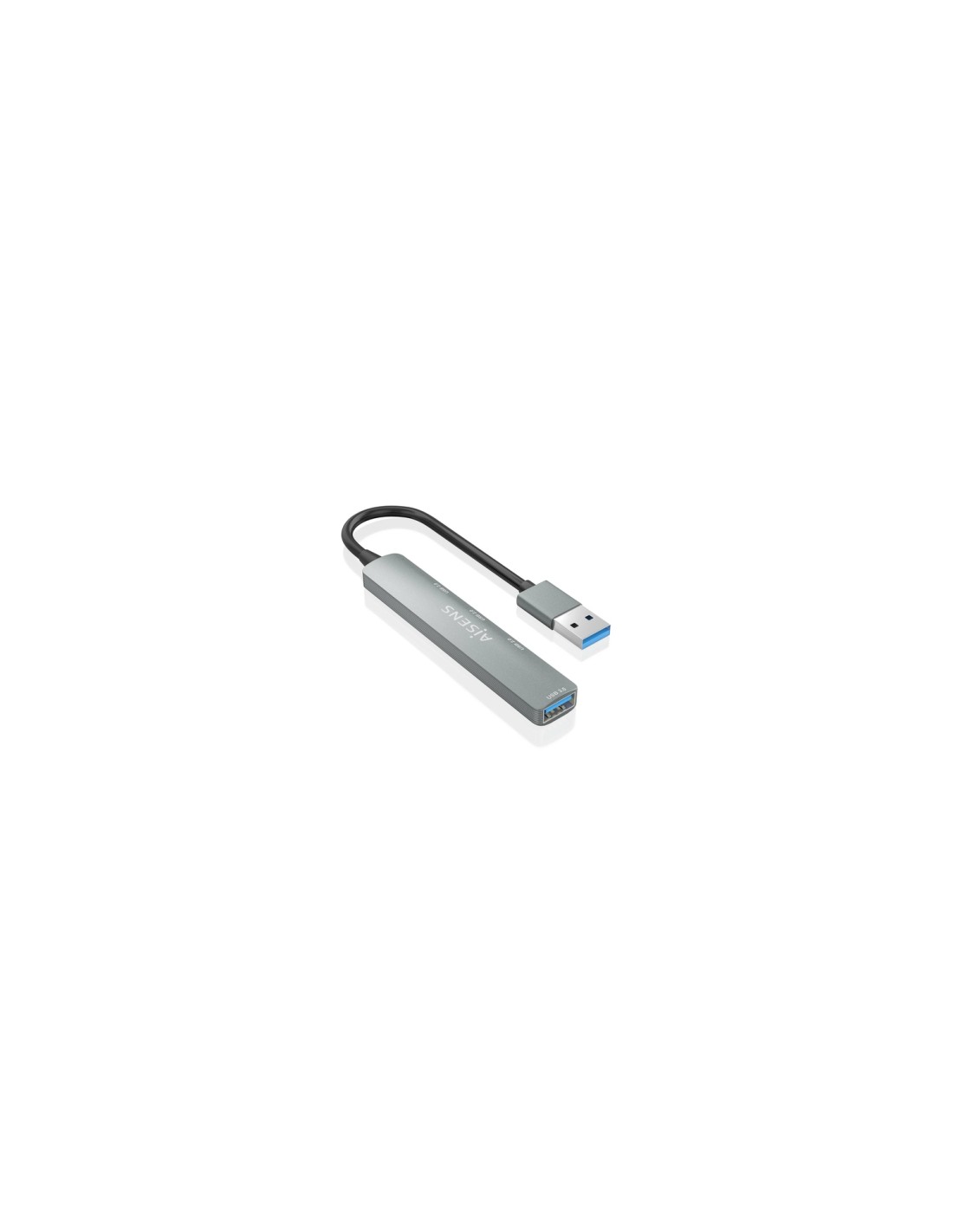 AISENS HUB USB 3.0 Aluminio, 1xUSB3.0 A/H+3xUSB2.0 A/H, Gris, 10cm