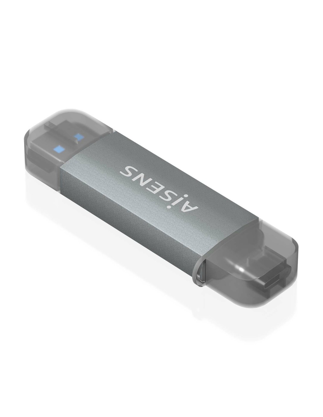 AISENS Lector de Tarjetas SD, Micro SD, MMC, RS-MMC, MMC Micro, USB-A y USB-C, Gris
