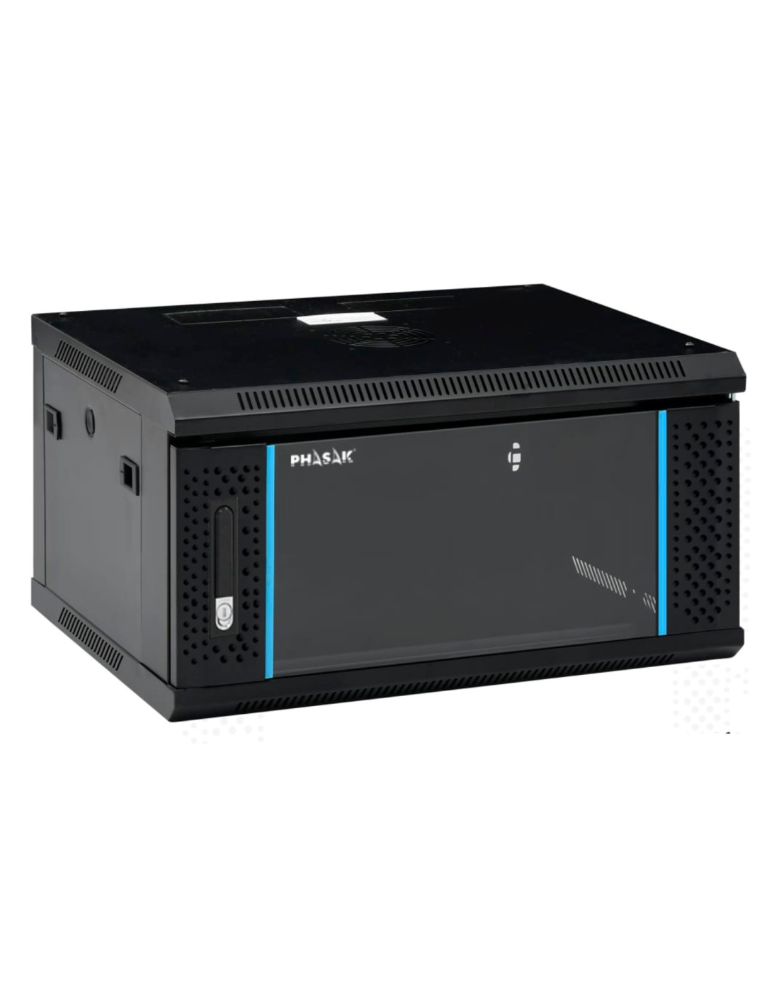 Phasak Armario Rack PRO 19" 6U 600 x 450 negro con ventilación - PHO 2106 (Montado)
