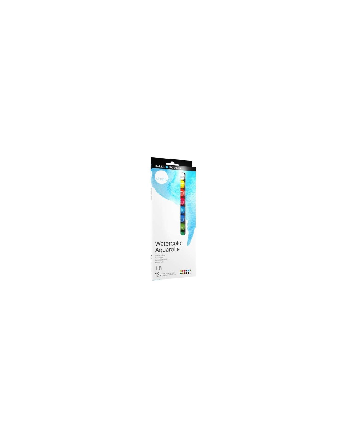 Daler Rowney Simply Pack de 12 Acuarelas 12ml - Se Humedecen Facilmente - Colores Surtidos