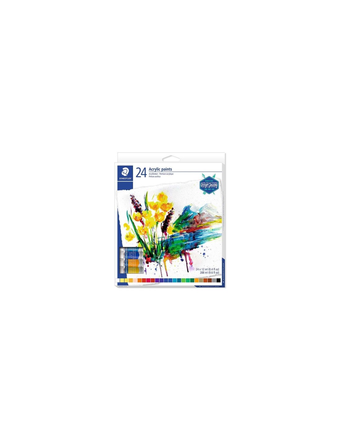 Staedtler 8500 Pack de 24 Tubos de Pintura Acrilica - Facil de Mezclar - Para Amplia Variedad de Superficies - Colores Surtidos