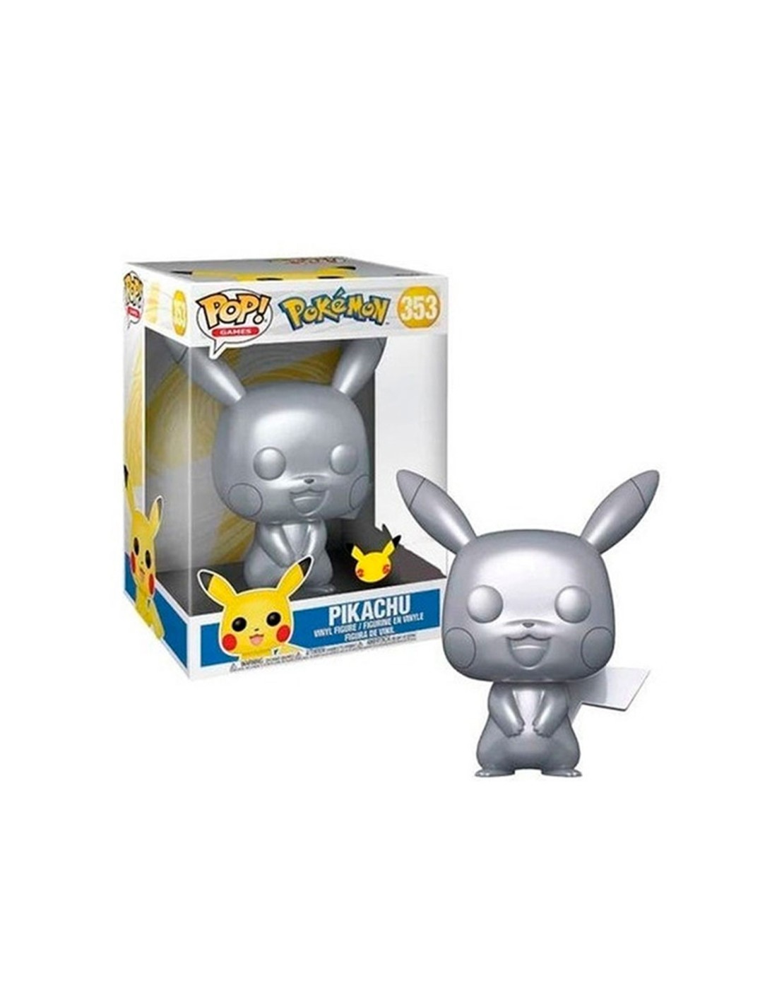 Funko pop jumbo pokemon s6 pikachu plateado efecto metalico 10pulgadas edicion especial exclusivo 59873