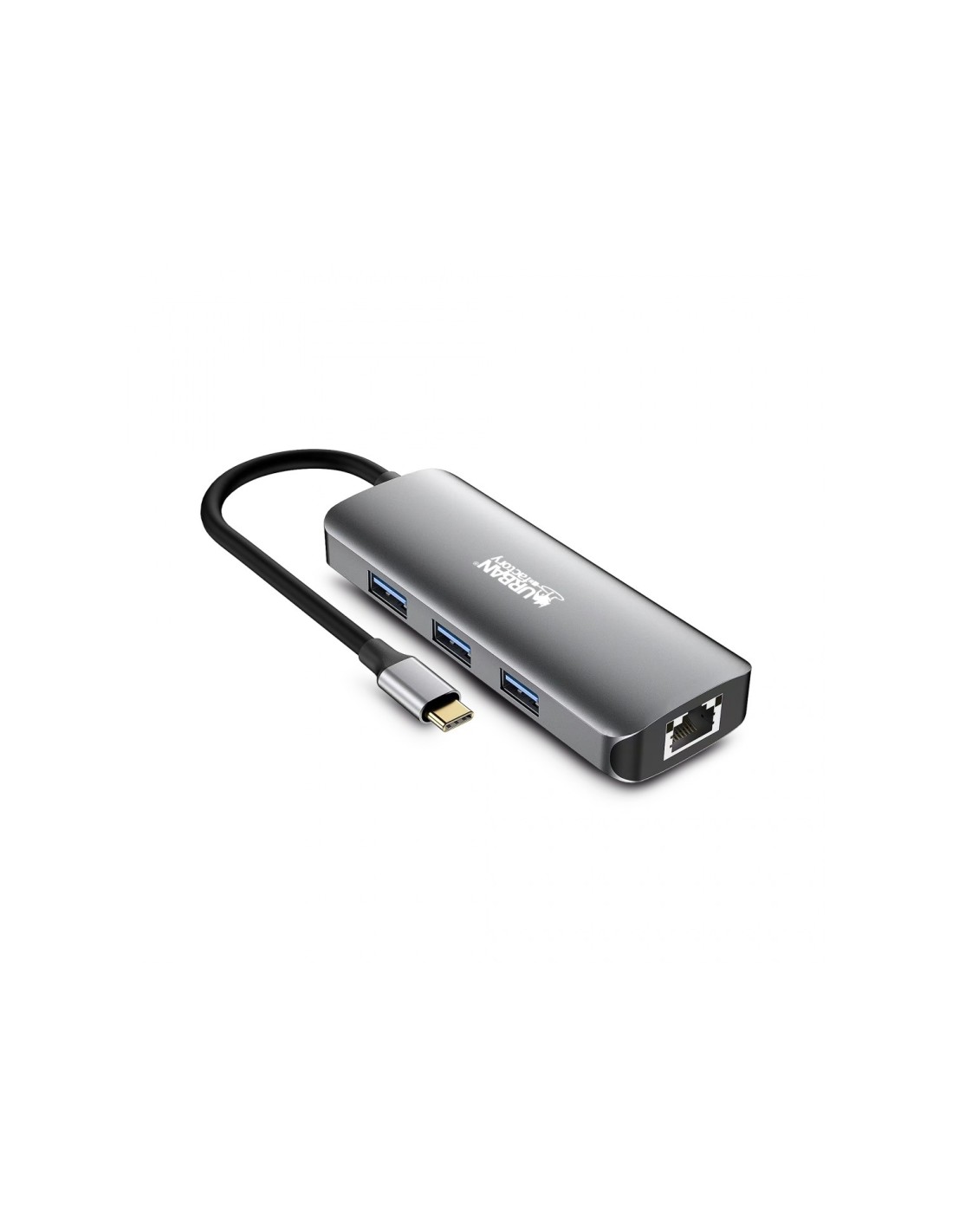 Urban Factory MHC55UF base para portátil y replicador de puertos Alámbrico USB 3.2 Gen 1 (3.1 Gen 1) Type-C Gris
