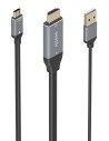 AISENS Cable Conversor Aluminio HDMI V2.0 A USB-C 4K@60HZ, HDMI/M+USB-A/M-USB-C/M, Negro, 1.8m