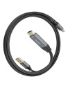 AISENS Cable Conversor Aluminio HDMI V2.0 A USB-C 4K@60HZ, HDMI/M+USB-A/M-USB-C/M, Negro, 1.8m