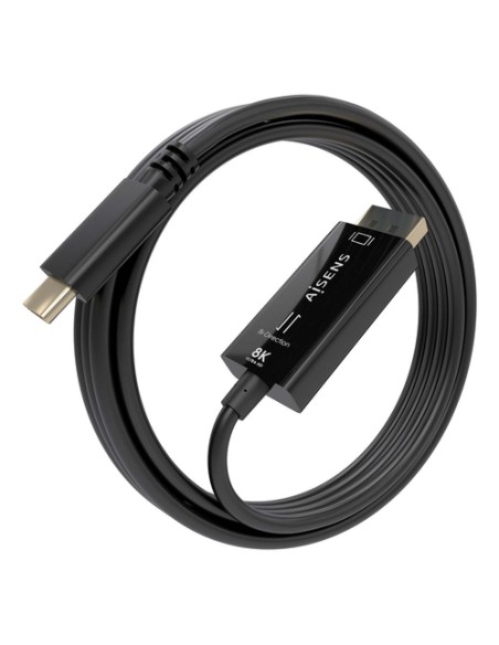 AISENS Cable Conversor Bidireccional USB-C A DISPLAYPORT 8K@60Hz, USB-C/M-DP/M, Negro, 1.8m