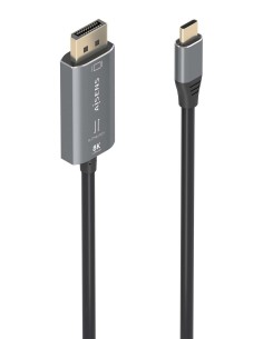 AISENS Cable Conversor Aluminio Bidireccional USB-C A DisplayPort 8K@60Hz, USB-C/M-DP/M, Negro, 1.8m