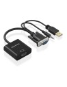 AISENS Cable conversor SVGA+Audio a HDMI, SVGA/M+Jack 3.5/M+USB-A/M-HDMI A/H, Negro, 20cm