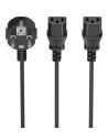 AISENS Cable Alimentacion CPU, CEE7/M-2xC13/H, Negro, 1.8M