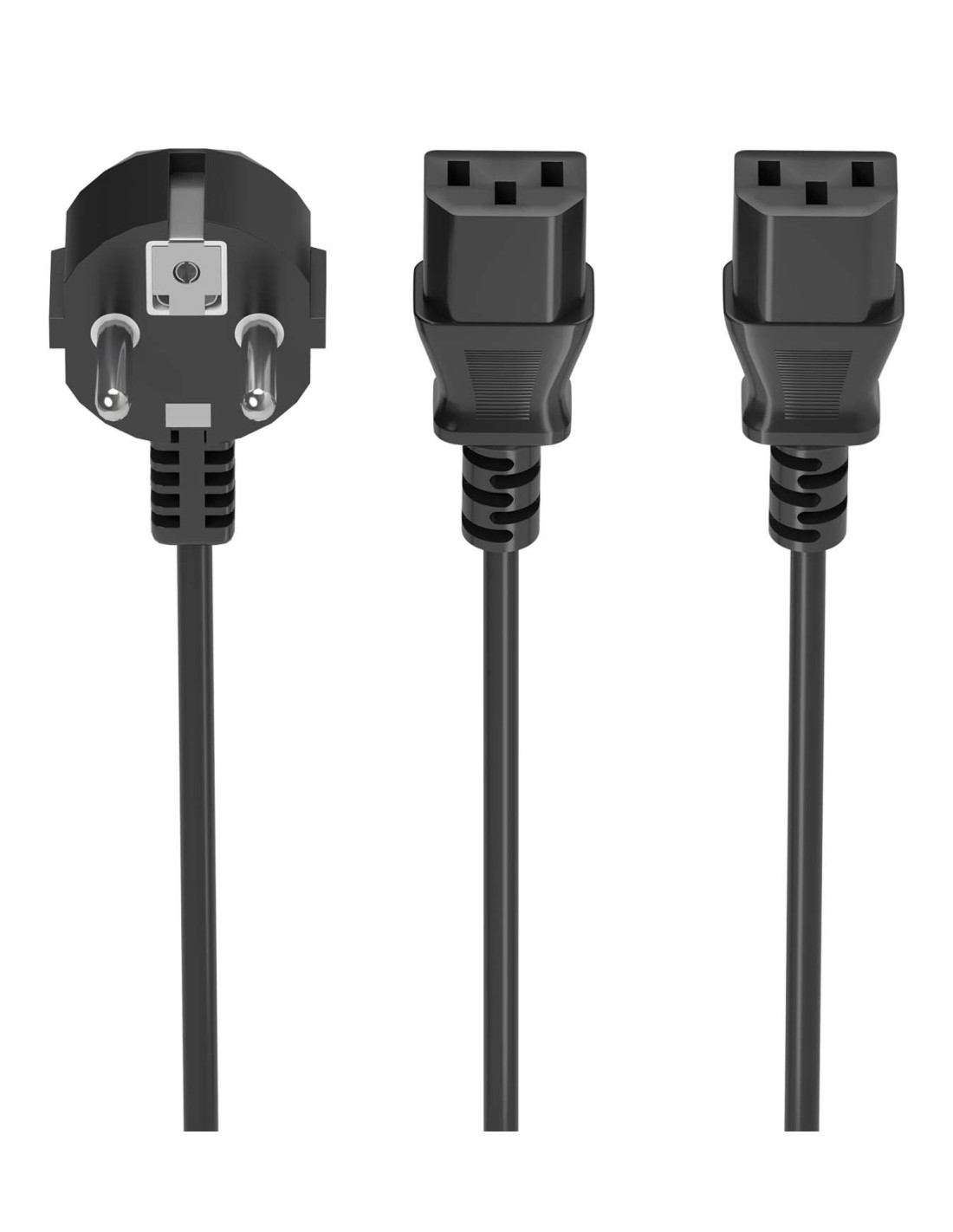 AISENS Cable Alimentacion CPU, CEE7/M-2xC13/H, Negro, 1.8M