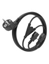 AISENS Cable Alimentacion CPU, CEE7/M-2xC13/H, Negro, 3.0m