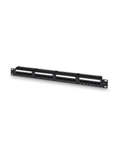 AISENS Panel De Parcheo De 24 Puertos RJ45 Cat.6 UTP, 19" 1U Dual IDC Con Gestion De Cables, Negro