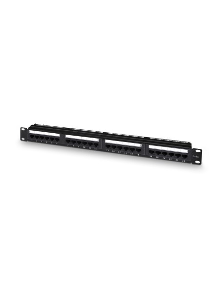 AISENS Panel De Parcheo De 24 Puertos RJ45 Cat.6 UTP, 19" 1U Dual IDC Con Gestion De Cables, Negro