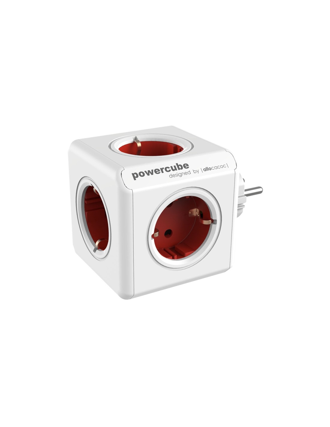 Allocacoc PowerCube Original base múltiple 5 salidas AC Interior Rojo, Blanco