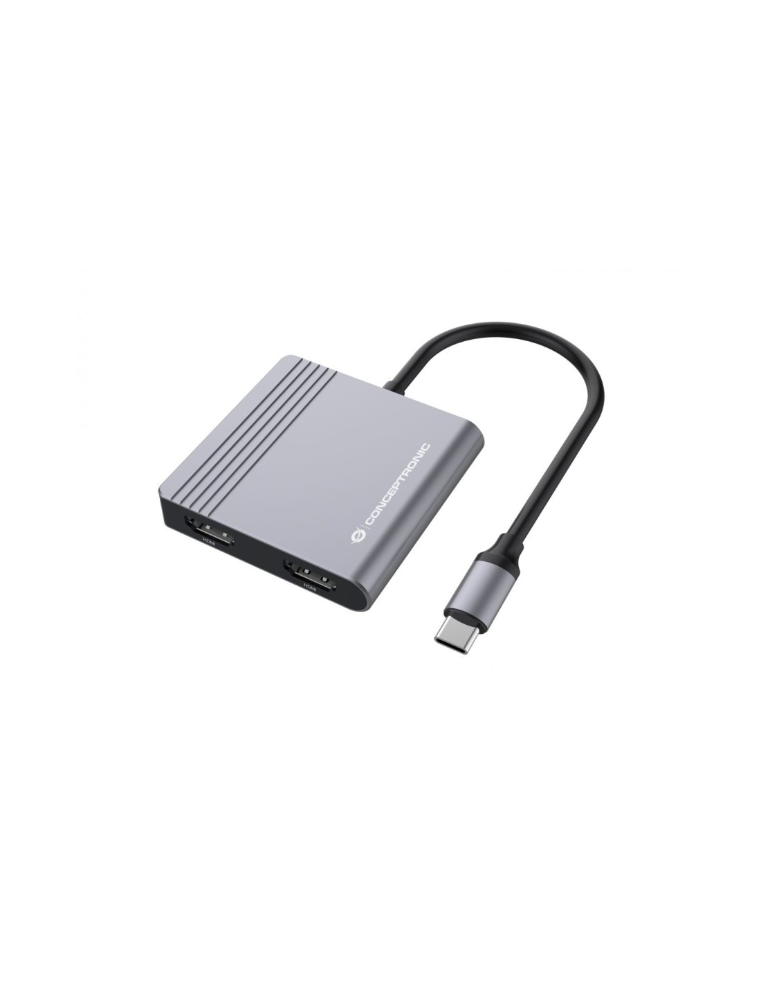 Conceptronic DONN13G base para portátil y replicador de puertos Alámbrico USB 3.2 Gen 1 (3.1 Gen 1) Type-C Gris