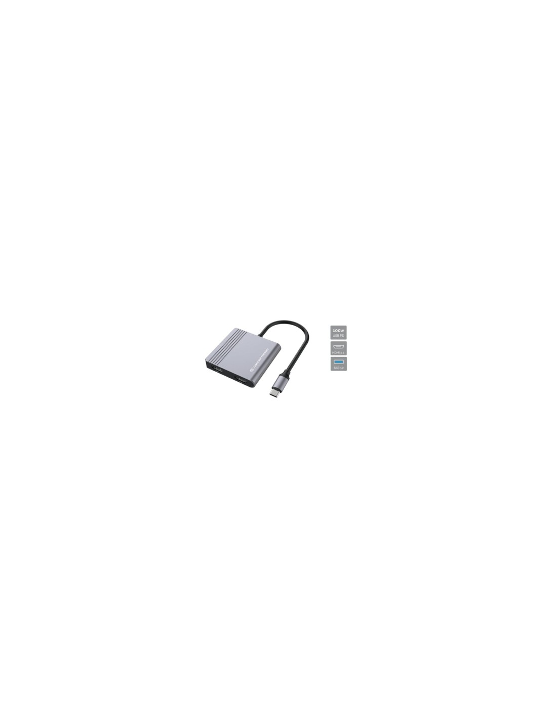 Conceptronic DONN13G base para portátil y replicador de puertos Alámbrico USB 3.2 Gen 1 (3.1 Gen 1) Type-C Gris