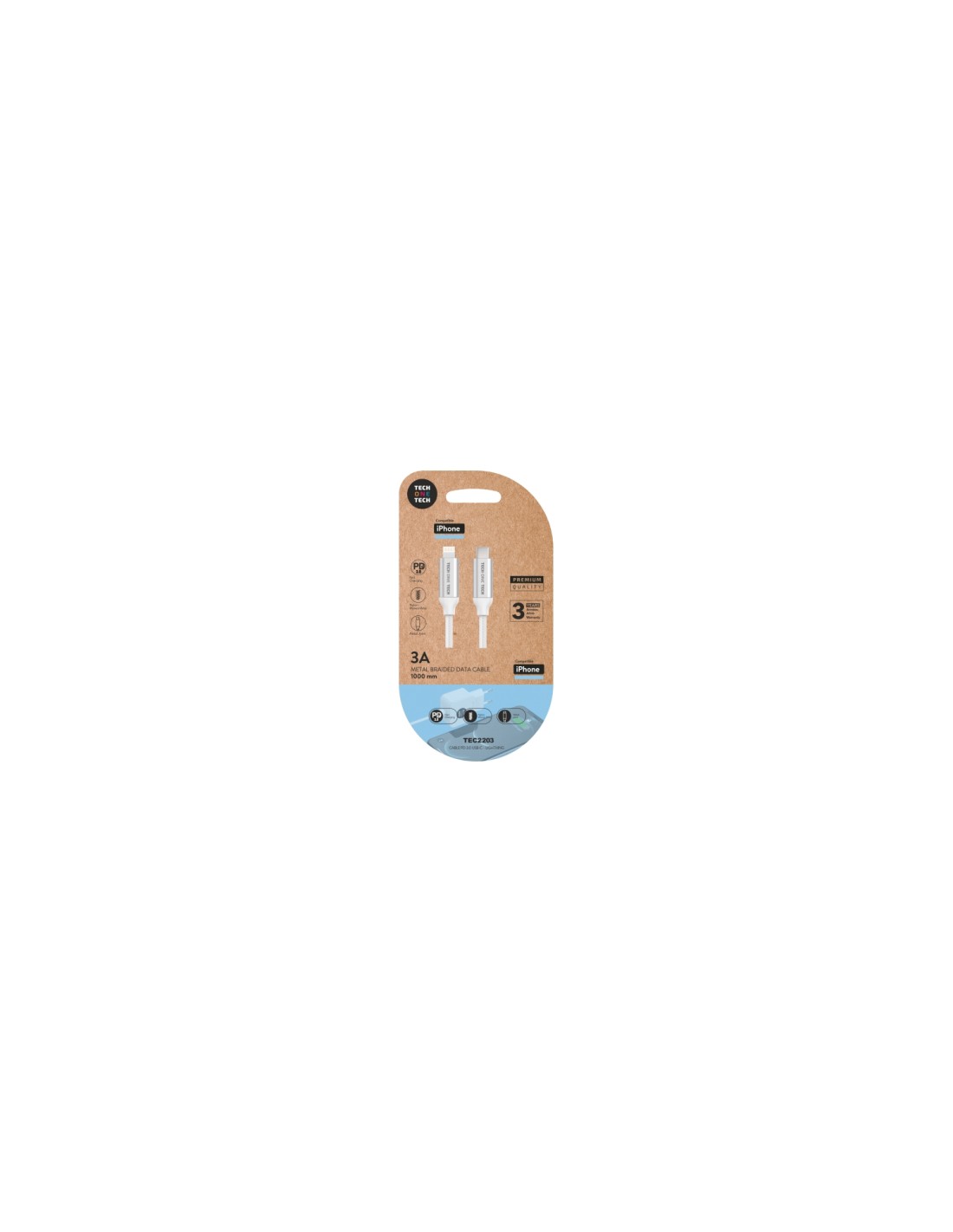 TECH ONE TECH TEC2203 cable de conector Lightning 1 m Blanco