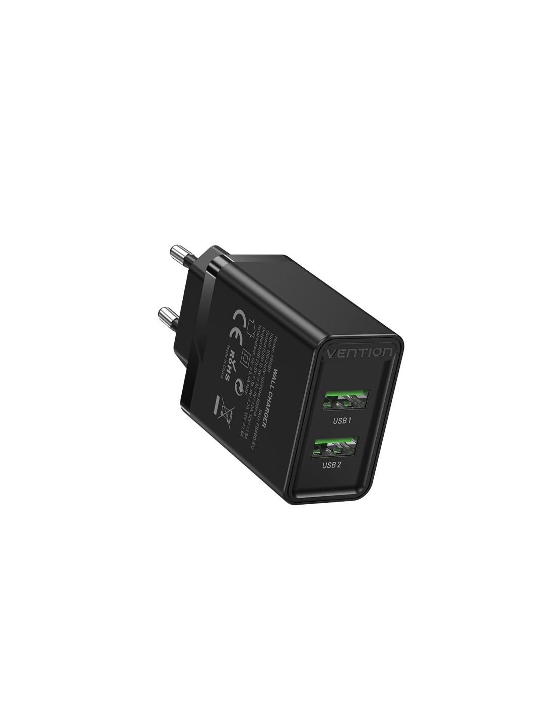 Vention Cargador de Pared FBAB0-EU/ 2xUSB/ 18W/ Negro