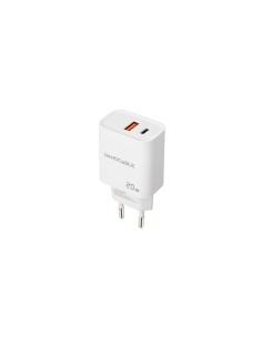 Nanocable Cargador USB-C/PD + USB-A/QC 20W, Blanco