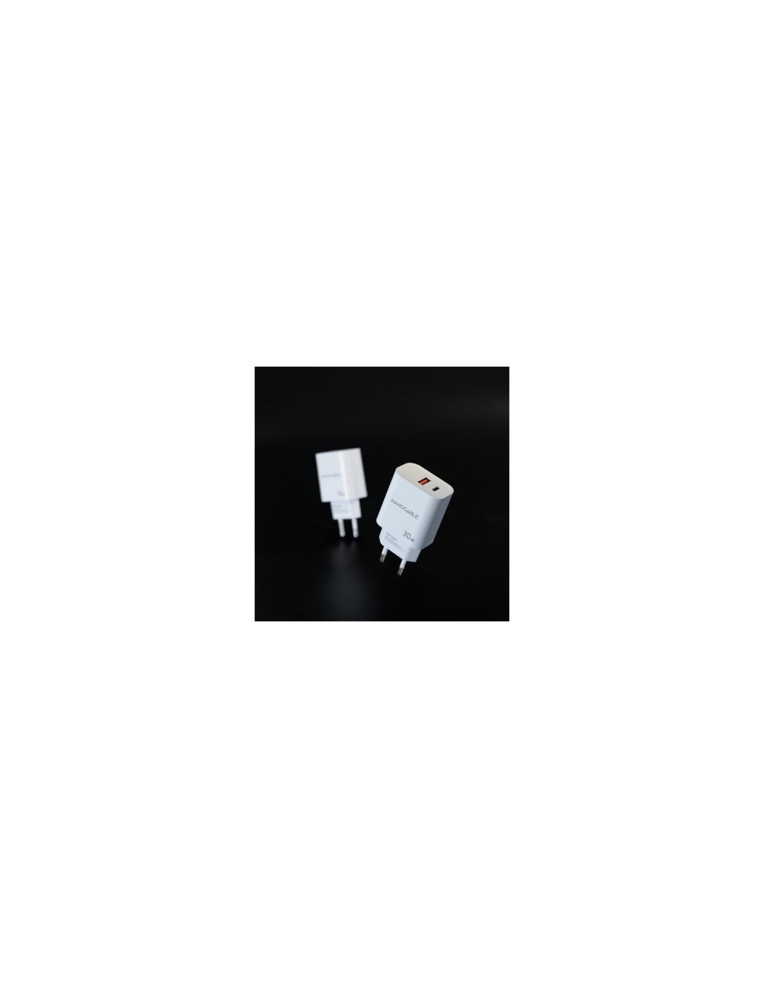 Nanocable Cargador USB-C/PD + USB-A/QC 30W, Blanco